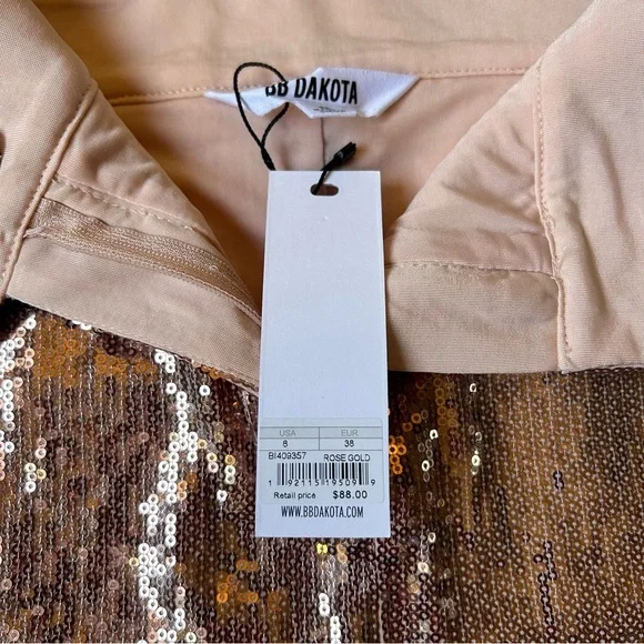 🆕 BB Dakota Rose Gold Sequin Mini Skirt - Picture 9 of 13